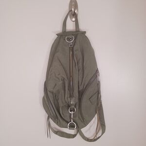 Rebecca Minkoff‎ Julien Nylon Backpack Olive Green Silver Hardware Backpack